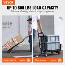 Aluminum Hand Truck 2 In 1 Folding Dolly Cart 300 Lbs Capacity Heavy Duty Outdoor Decor - Black - View 9