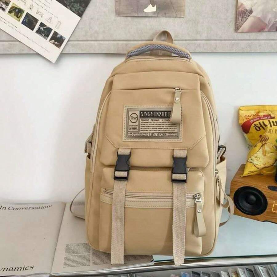 Large Capacity School Backpack For Women Students - Khaki - View 1