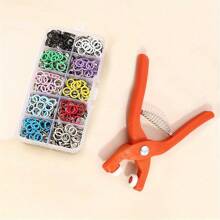 1 set d'outils pour boutons-pression sans couture à installation facile, convient pour les vêtements et couvertures pour enfants - acier inoxydable/plastique, bouton-pression à 5 griffes, sans clous, sans couture - Multicolore - Voir 5