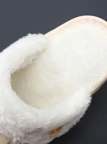 2025 New Customized Laser Engraved Fashion Comfortable Men's Winter Flat Wooden Clogs, Slip-On Solid Color Round Toe With Warm Lining House Slippers, Indoor Solid Color Faux Fur Mule Slides, Thick Soft Sole Warm Thermal Lined Slippers, Casual Style, Suitable For Adults, Nurses, Chefs, Gardeners