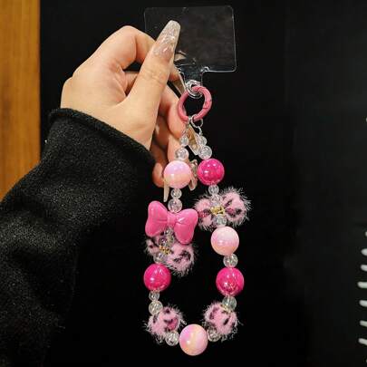 ファッショナブルなヒョウ柄フェイクファー バタフライ真珠キーチェーン、プラスチックチャームの携帯ストラップ、バックパックやリストバンド用、母の日、家族、友人、誕生日、休日の携帯電話チャーム、携帯電話チェーン