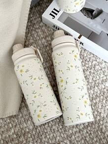 1pc 600ml/20.29oz 800ml/27.06oz 1000ml/33.82oz Stainless Steel Daisy Double Wall Insulated Tumbler,Outdoor Sports Water Bottle, Flat Bottom Cup, Water Mug, Tea Pot, Tea Cup, Fitness Water Bottle, Suitable For Office, Outdoor, Home, Birthday Gift, Valentine's Day, Mother's Day Gift, Graduation, Back To School And Other Holiday Gifts - Multicolor - View 6