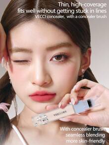 VEECCI Long-Lasting Concealer, Covers Spots And Pimples, Brightens Dark Areas, Tear Troughs And Smile Lines,Liquid Concealer, With Double-Ended Brush For Easy Blending