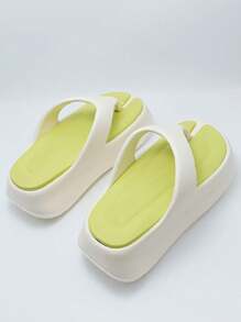 新款时尚百搭厚底舒适 EVA 一脚蹬人字拖，适合海滩、派对、休闲散步、女士