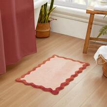 Bath Mat Non Slip Soft Super Absorbent Microfiber Scalloped Tufted Rug - Blush - View 7