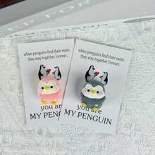 Du bist mein Schätzchen Pinguin Kuschel Karte - mit bezaubernder 3D Pinguin Paar Liebende, liebenswürdige Valentinstag Karte für den Partner, einzigartiges Geschenk für Geburtstag, Hochzeitstag, Vermissen Dich Erinnerungsstück, Mini Geschenkkarte für Valentinstag, Schulanfang, Freundschaftstag, Ostern, Muttertag, Vatertag, inspirierendes Geschenk für kleine Unternehmen, für Freund/Freundin - Pink - Übersicht 2