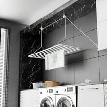 Ceiling Airer 140x50cm - Clothes Ying Rack - Laundry Hoist White PVC-Free Coated Steel Rustproof 11.2 Meters Ying Space Hoistable 2.5m - White1 - View 1