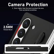 keshengtai 1pc Phone Case With Built-In Screen Protector & 1 Stylus Pen, Compatible With Samsung Galaxy Z Fold 7 / 6 / 5 / 4 / 3 5G Waterproof Shockproof Anti-Fall Scratch Resistant - Black - View 6