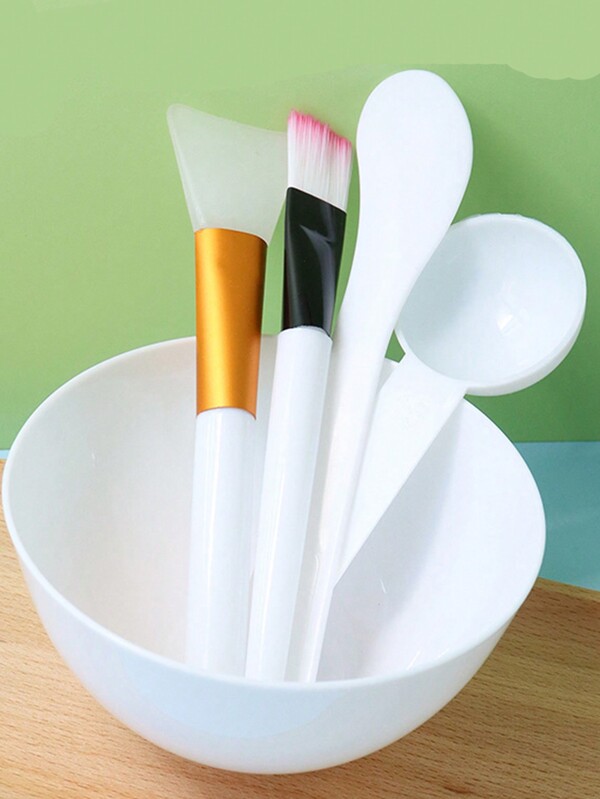 Conjunto de tigelas de máscara de 5 peças, tigela grande de plástico para máscara facial de spa faça você mesmo, bastão, escova de silicone, ferramentas de beleza