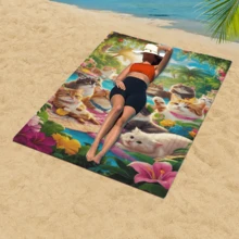 1 pièce Serviette de plage en fibre ultra-fine motif point de croix, serviette de plage à séchage rapide de dessin animé, serviette absorbante pour transpiration quotidienne, serviette de bain à impression numérique, serviette de plage, de bain, de natation et de fitness extérieur super grande