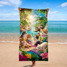 1 pièce Serviette de plage en fibre ultra-fine motif point de croix, serviette de plage à séchage rapide de dessin animé, serviette absorbante pour transpiration quotidienne, serviette de bain à impression numérique, serviette de plage, de bain, de natation et de fitness extérieur super grande