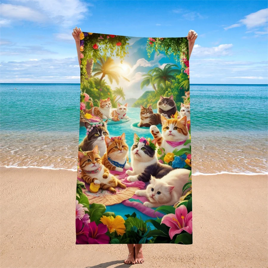 1 pièce Serviette de plage en fibre ultra-fine motif point de croix, serviette de plage à séchage rapide de dessin animé, serviette absorbante pour transpiration quotidienne, serviette de bain à impression numérique, serviette de plage, de bain, de natation et de fitness extérieur super grande