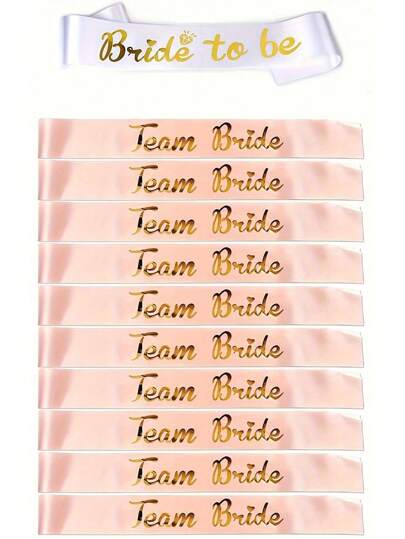 11pcs Hen Party Accessories (1pc Bride Sash + 10pcs Sash Hen Do Party Favors)