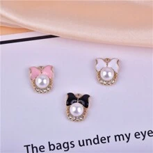 5 件滴油锌合金水晶珍珠蝴蝶结吊坠装饰，DIY 工艺珠宝项链耳环配件 - 彩色 - 查看 8