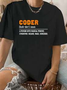 100% Cotton Coding Definition Coder Developer App Code T-Shirt - Black - View 1