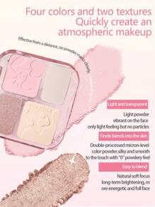 Self-Care Facial Palette Highlight And Contour Palette Matte Highlighter - VE01 Sweet Plum Pink - View 2