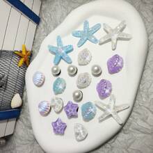 20 pezzi di bottoni decorativi per scarpe, serie estiva, con motivi di stelle marine 3D, conchiglie e onde, ideali per decorare in modo elegante scarpe, sandali e come regalo per le vacanze - Multicolore - Visualizzare 2