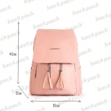 Large Women's Backpack With Anti-Theft Cover - Rose Gold - View 1