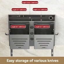 带隔间的厨房挂式餐具架、厨房储物架、壁挂式餐具干燥架、带沥水盘的自粘式餐具架、黑色挂架（黑色、灰色）