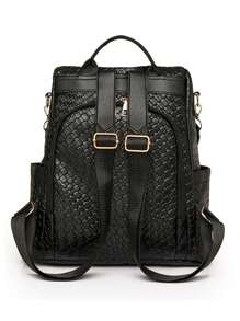 Vintage Fashionable Stone Textured Solid Color Backpack For Women, Waterproof Shoulder Bag Business Casual Computer Backpacks, Large Capacity College Daypack University Campus Bookbag, Shoulder Outdoor Travel Purse For Daily Use, School Backpack