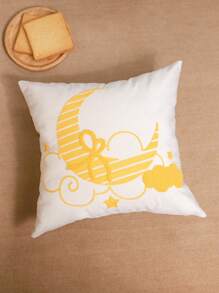 1 件斋月装饰抱枕套，绣有月亮和星星图案，毛绒面料 - 黃色 - 查看 6