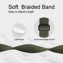 Braided Stretchy Solo Loop Compatible With 38mm 40mm 41mm 42mm 44mm 45mm 46mm 49mm For Women Men, Starlight Nylon Elastic Straps Wristbands Compatible With Ultra 2 Series 10 9 8 7 6 SE 5 4 3 2 1 As A Gift For Students Returning To School - Army Green - View 3