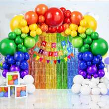 175 件彩虹气球拱门套件，各种尺寸 5 英寸 10 英寸 12 英寸 18 英寸乳胶彩色派对气球花环适用于生日、派对、婚礼、订婚、周年纪念、新年装饰 - 彩色 - 查看 6