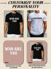 Customizable Text Spring/Summer Men's T-Shirt, Enter Your Text/Blessing/Funny Quote, Personalized Text Customization, Black Short Sleeve T-Shirt, Holiday Gift, Anniversary Gift, Company Team Building Uniform, Men's Short Sleeve T-Shirt Tops, Music Festival Outfit, Gift For Him, Men's Short Sleeve, Party Outfit, Summer Men's Tops,Men,Easy Comfort,Casual Wear SS