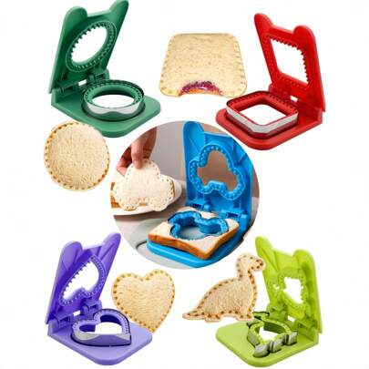 三明治面包模具 烤口袋面包切割器 创意三明治切割压模 方形 心形 圆形 恐龙 汽车 房屋 造型烘焙工具，情人节派对，家居装饰，家居礼品