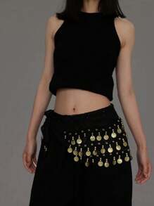 1 chiếc váy múa tua rua đính sequin cho nữ, khăn quấn hông tua rua cho múa bụng, váy tua rua đính sequin lấp lánh cho nữ, trang phục biểu diễn sân khấu, thích hợp cho mùa hè, mùa thu, Halloween. - Nhiều màu - Xem 4