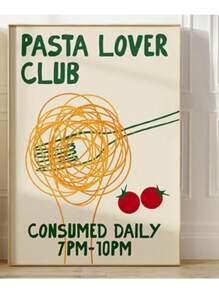 1 件手绘厨房摩卡壶咖啡意大利面爱好者葡萄酒和奶酪食物印刷墙艺术帆布画海报客厅家居装饰无框架