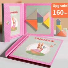 1 pieza Caja de color Empaquetada Juguete educativo magnético Tangram, Espacio y forma, Rompecabezas de iluminación matemática, Tablero de rompecabezas de desarrollo cerebral, Juguete de madera Tangram multicolor apto como regalo de cumpleaños, Pascua, Navidad, Vuelta a la escuela!
