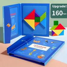 1 pieza Caja de color Empaquetada Juguete educativo magnético Tangram, Espacio y forma, Rompecabezas de iluminación matemática, Tablero de rompecabezas de desarrollo cerebral, Juguete de madera Tangram multicolor apto como regalo de cumpleaños, Pascua, Navidad, Vuelta a la escuela!