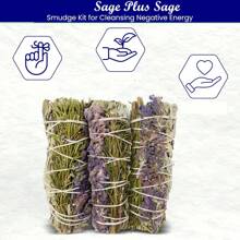 Sage Smudge Kit For Cleansing Negative Energy, Home And Creating The Energy Of Happiness Rosemary & Lavender Sage Smudge Sticks With White Sage Pack Of 3