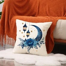 1set/4pcs, 2pcs, 1pc Oil Lamp Printed Holiday Decoration Throw Pillow Case Cushion Cover For Sofa Seat