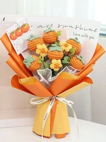 全新情人节成品针织花束“Berry Yours”纱线工艺礼物，仿针织红玫瑰花 - 多色 - 查看 14