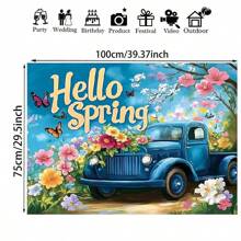 Butterfly Birthday Background, Spring Hello Easter & Spring Decoration Banner, Polyester, Suitable For Party Decor And Photography Props, Birthday Party Decoration