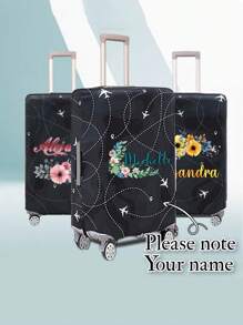 18-32Inch Luggage Cover Personal Tailor Custom Name Pattern Flower Series Elastic Suitcase Cover For 18 To 32 Inch Travel Case Cover Aircraft Pattern Anti-Scratch Protector Case Personalized Protector Cover Travel Suitcase Cover Protective Cover Dustproof Cover Trolley Case Luggage Dust Cover Travel Accessories - Black - View 6