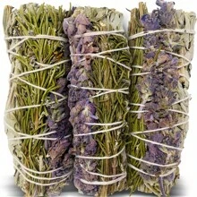 Sage Smudge Kit For Cleansing Negative Energy, Home And Creating The Energy Of Happiness Rosemary & Lavender Sage Smudge Sticks With White Sage Pack Of 3