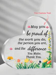 1 Pc (Boxed) Appreciation Gift For Women, Acrylic Inspirational Gift For Coworkers, Colleagues Farewell Gift, Thank You Gift For Friends, Memorial Keepsake For Nurses, Teachers (Heart Shape) - White - View 1