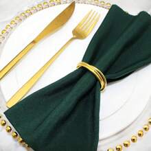 12pcs/6pcs/3pcs/2pcs Metal Napkin Rings, Simple Alloy Napkin Holder Rings For Weddings, Parties, Banquets, Buffets, Gatherings, Birthdays, Thanksgiving, Fall, Table Decor - Gold - View 10