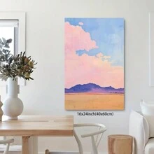 Canvas Wall Art  Vintage Desert Nature Wall Art, Painting Minimal Desert Sky View Art, Southwest Decor Art