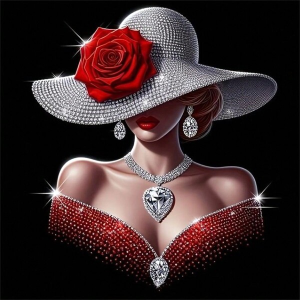 1 Elegant Lady, Diamond Art DIY, Mosaic Craft, Full Round Diamond Art, Diamond Painting Suitable For Desktop Decoration, Desktop Decoration, Craft Kit Home Decoration Gifts, DIY Handmade Gifts, Festival Parties, Diamond Painting Kit, Valentine's Day Gifts