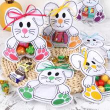 6 stuks meerkleurige paashaas-snackzakjes, schattige konijnen-snoepzakjes, paasfeest-konijnendecoraties, creatieve konijnen-snackcadeauzakjes