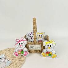 6 stuks meerkleurige paashaas-snackzakjes, schattige konijnen-snoepzakjes, paasfeest-konijnendecoraties, creatieve konijnen-snackcadeauzakjes