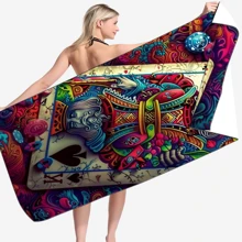 1 pièce serviette de plage en fibre ultra-fine à motif de point, serviette de plage séchant rapidement, serviette d'essuie-tout quotidien absorbante, serviette de bain à impression numérique pour plage, hôtel, natation, fitness. Super grande serviette de bain