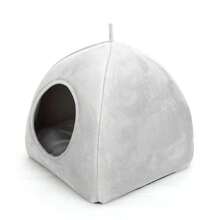 Cama Cueva Acogedora de Peluche para Hurones, Erizos, Cobayas y Hámsters, Casa para Mascotas - pirámide gris - Ver 9