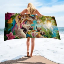 1 pièce Serviette de plage en fibre ultra-fine motif point de croix, serviette de plage à séchage rapide de dessin animé, serviette absorbante pour transpiration quotidienne, serviette de bain à impression numérique, serviette de plage, de bain, de natation et de fitness extérieur super grande