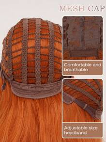 橙色长卷发假发，魅力性感，中分波浪卷发，柔软透气，耐热合成纤维材质，适合日常佩戴、派对、角色扮演、万圣节装扮，24英寸。 - 橘色 - 查看 11