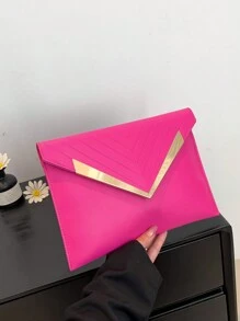 New Fashionable Niche Design Vintage Alligator Grain Envelope Handbag For Women This Year, Elegant Prom Bag - Hot Pink - View 7